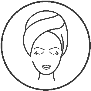 Ikona kobiecej twarzy w turbanie – relaks i pielęgnacja twarzy